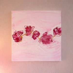 Blush Bloom – Original Pink Floral Abstract Painting (12x12)